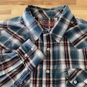 Cinch Men's Large Long Sleeve Button Up Shirt Pearl Snap Western Workwear